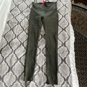 Green faux leather spanx